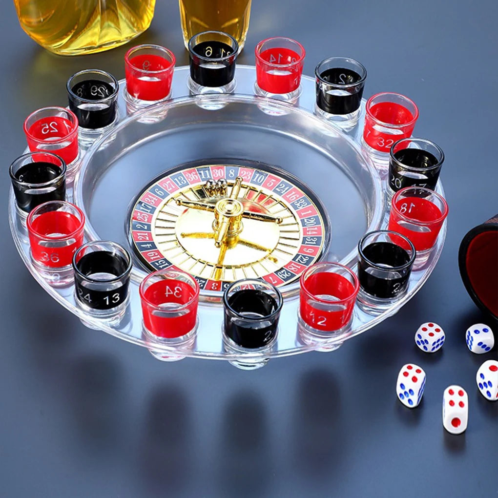 Juego de Ruleta para Beber - Set de 16 Vasos de Shot Divertido para Fiestas