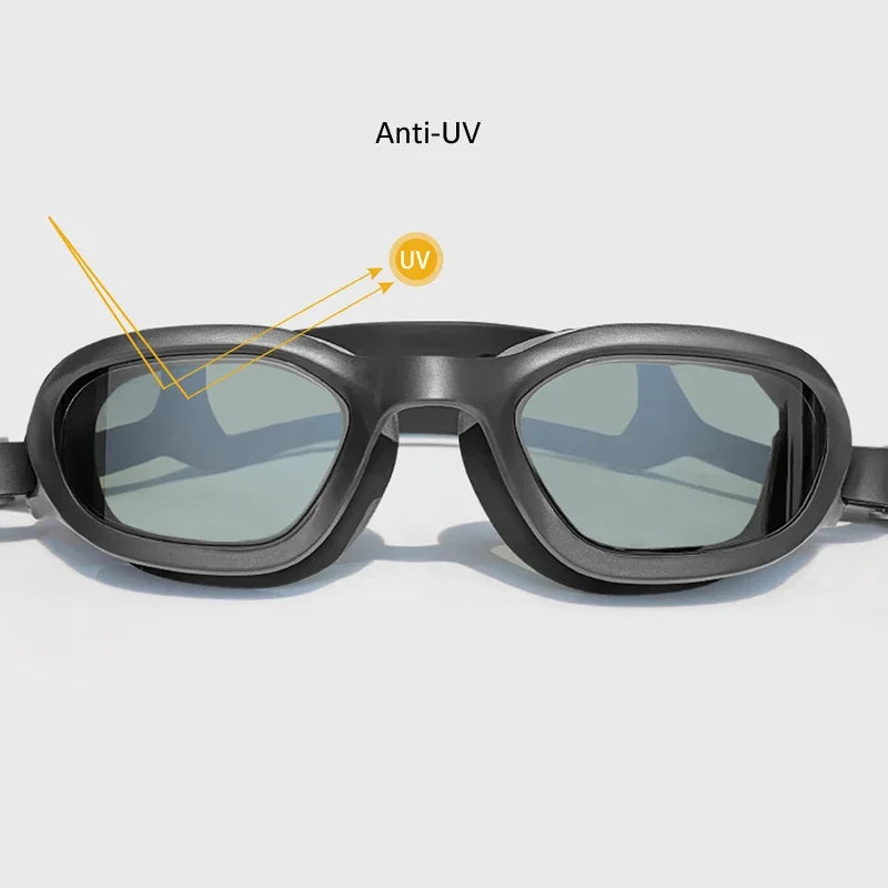 Gafas de natación profesionales para niños y adultos, gafas deportivas para natación, lentes ópticas HD, impermeables, antiniebla, gafas de piscina con marco grande