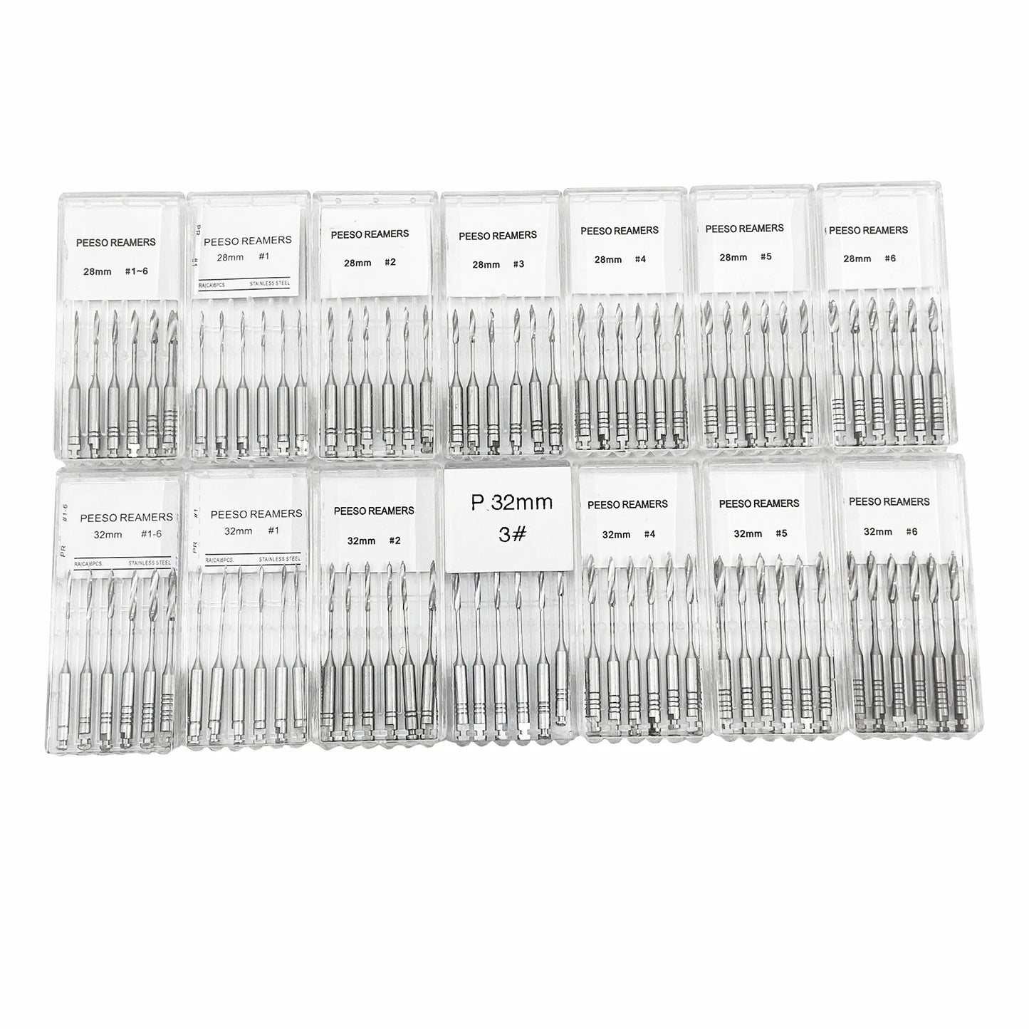 Escariadores de endodoncia para odontología, herramientas dentales de acero inoxidable, 28mm, 32mm