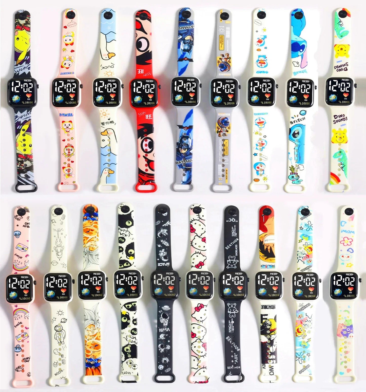 Pokemon Pikachu Dragon Ball Z, relojes deportivos informales Led de silicona