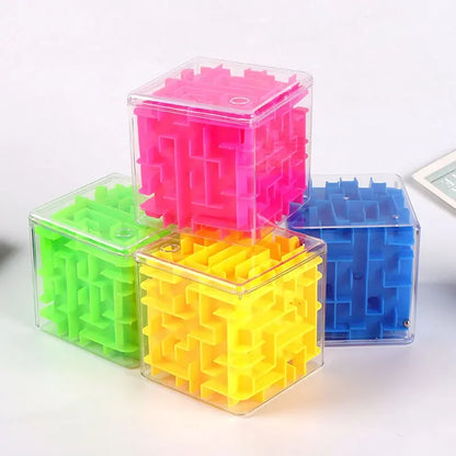Cubo mágico de laberinto 3D para niños, rompecabezas transparente de seis lados