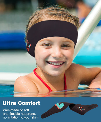 Diadema de natación para niños, adultos, niños, bañadores lindos de neopreno, banda para el pelo de la oreja impermeable para hombres y mujeres