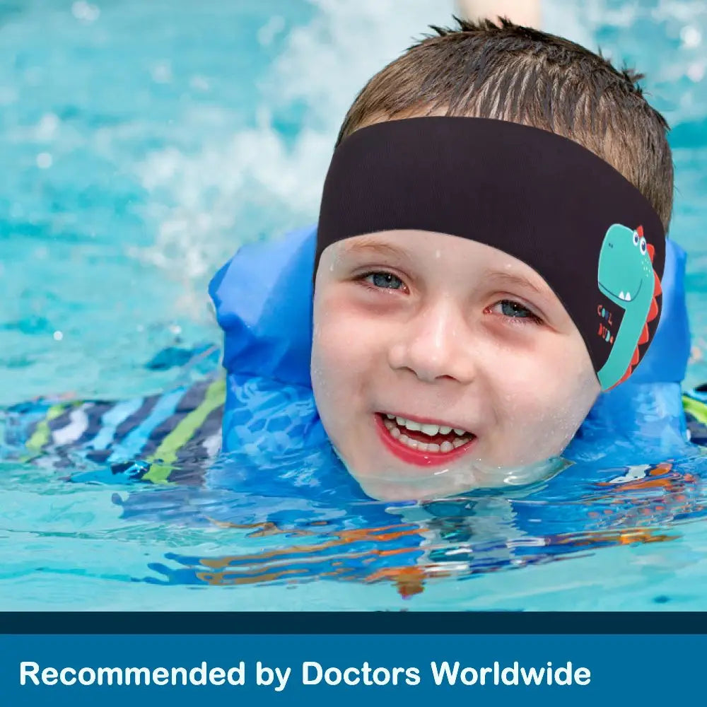 Diadema de natación para niños, adultos, niños, bañadores lindos de neopreno, banda para el pelo de la oreja impermeable para hombres y mujeres