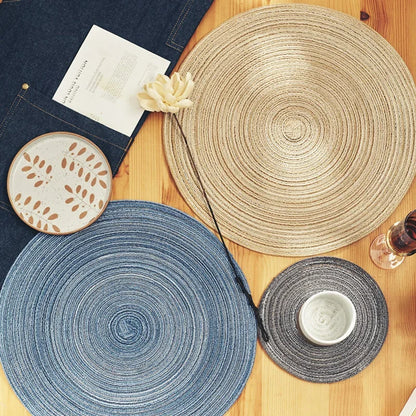 Mantel Individual tejido para mesa de comedor, tapete redondo para taza