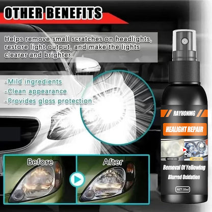 Spray de reparación de faros para reacondicionamiento de automóviles.