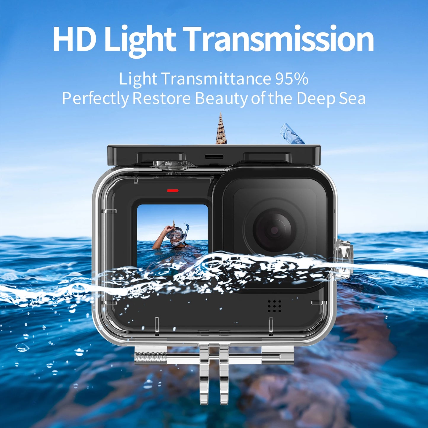 TELESIN 60M funda impermeable para GoPro Hero 13 12 11 10 9 cubierta de carcasa de buceo subacuático con filtro de buceo para accesorios Gopro