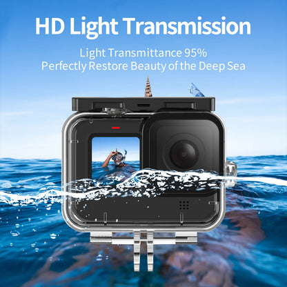 TELESIN 60M funda impermeable para GoPro Hero 13 12 11 10 9 cubierta de carcasa de buceo subacuático con filtro de buceo para accesorios Gopro