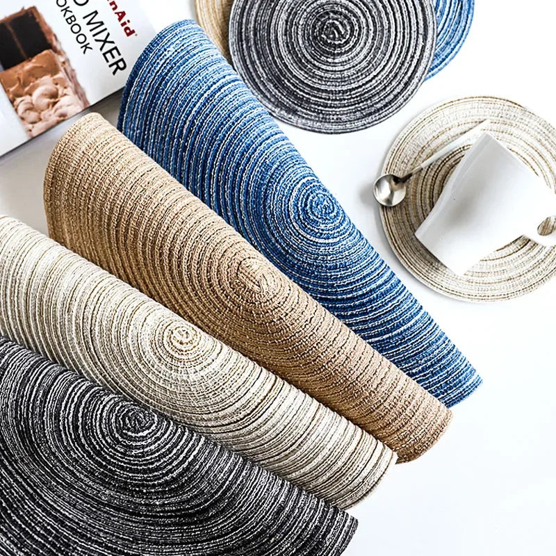 Mantel Individual tejido para mesa de comedor, tapete redondo para taza