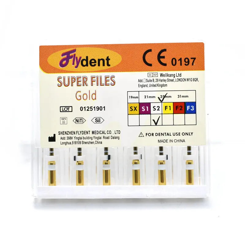 Archivo de Canal de raíz Dental, endodóntico dorado, instrumento de níquel Titainium, odontología, Super archivos rotativos, 25mm
