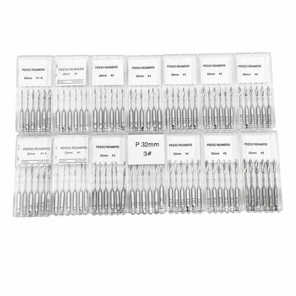 Escariadores de endodoncia para odontología, herramientas dentales de acero inoxidable, 28mm, 32mm