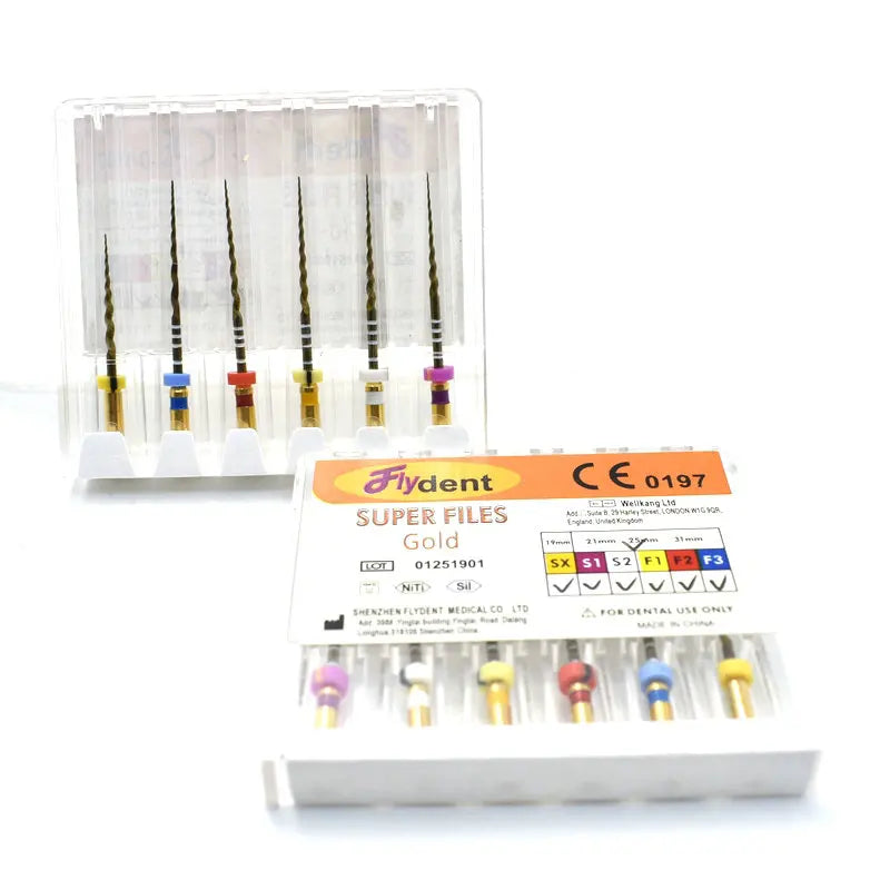 Archivo de Canal de raíz Dental, endodóntico dorado, instrumento de níquel Titainium, odontología, Super archivos rotativos, 25mm