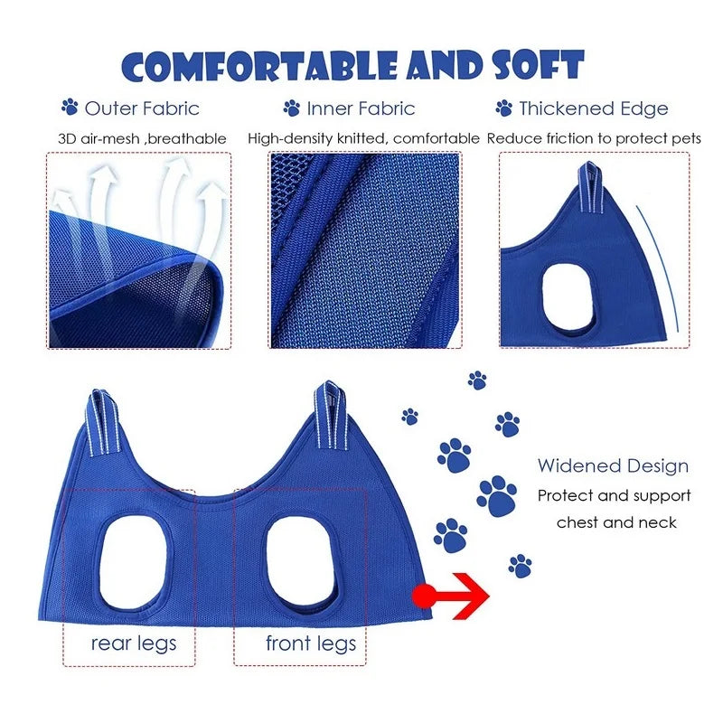 Hamaca de aseo para perros y gatos, bolsa de baño fija para cortar uñas, antiarañazos, bolsa de sujeción para recorte, suministros para mascotas colgantes de belleza