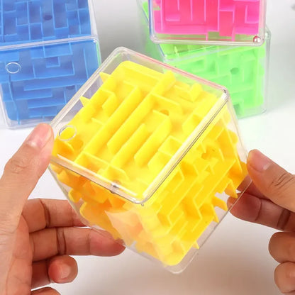 Cubo mágico de laberinto 3D para niños, rompecabezas transparente de seis lados
