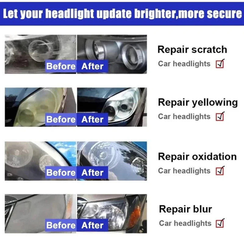 Spray de reparación de faros para reacondicionamiento de automóviles.